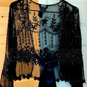 Gorgeous Adrianna Papell Silk Chiffon Beaded Jacket